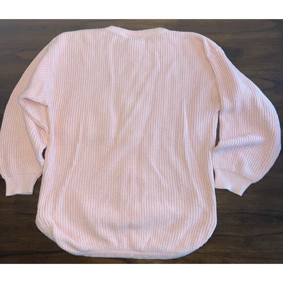 Vintage Avon Fashions Peach Cotton Tunic Sweater Sz M Cable Knit Pocket 80s Warm - Picture 8 of 8